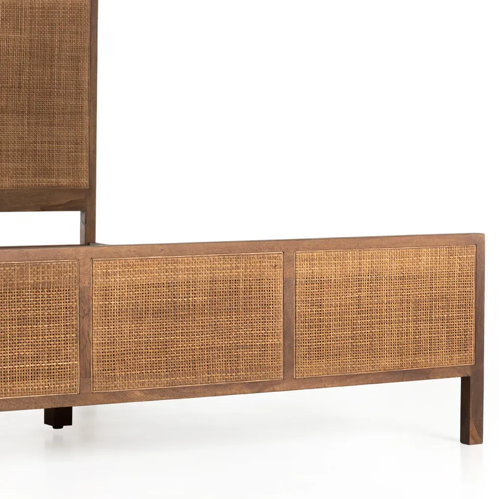 Rhian Queen Size Bed Frame - Dark Brown Wash, Mango Wood