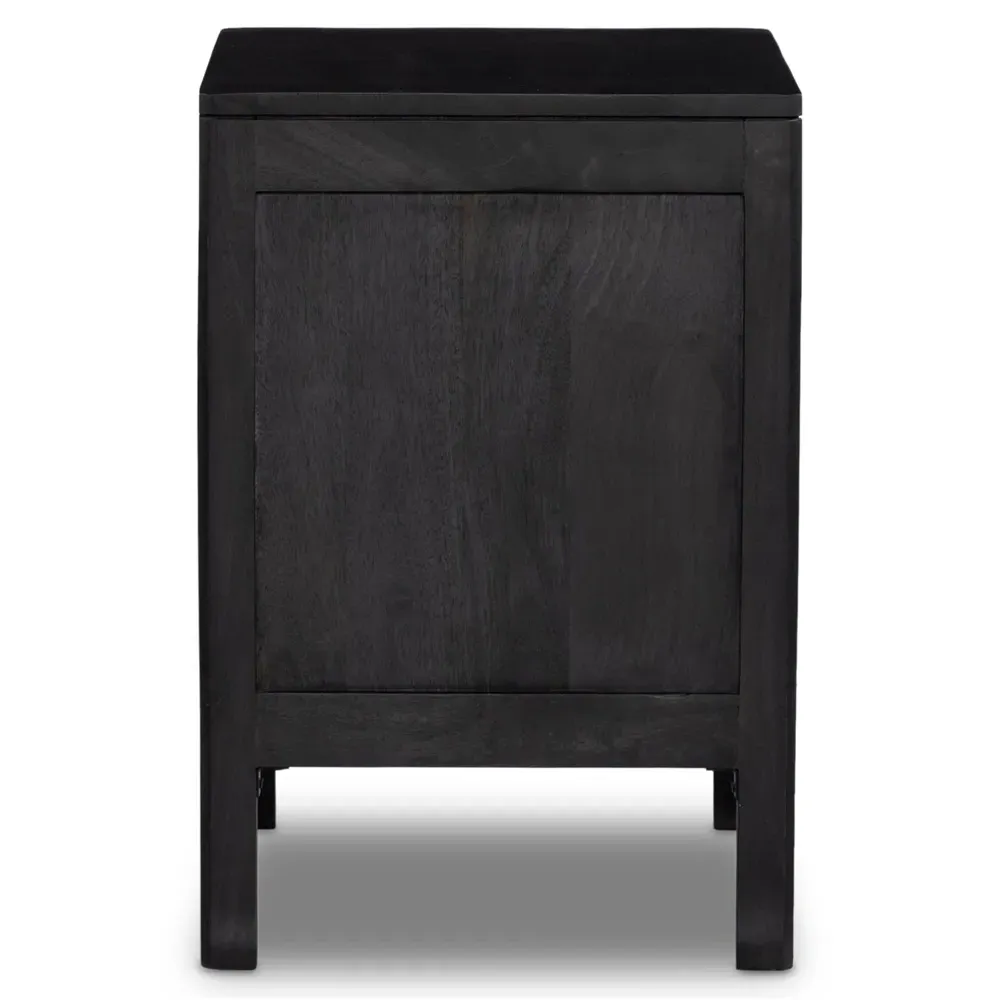 Rhian Right Facing Nightstand with Removable Shelf - Black, Mango Wood