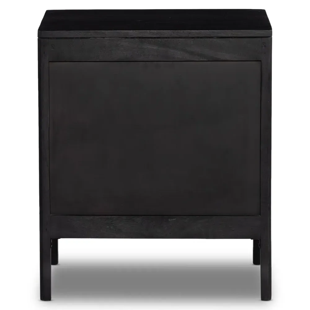 Rhian Right Facing Nightstand with Removable Shelf - Black, Mango Wood