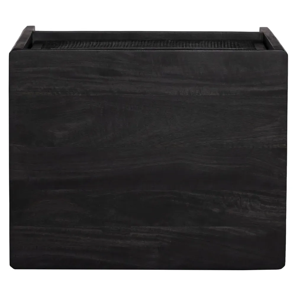 Rhian Right Facing Nightstand with Removable Shelf - Black, Mango Wood