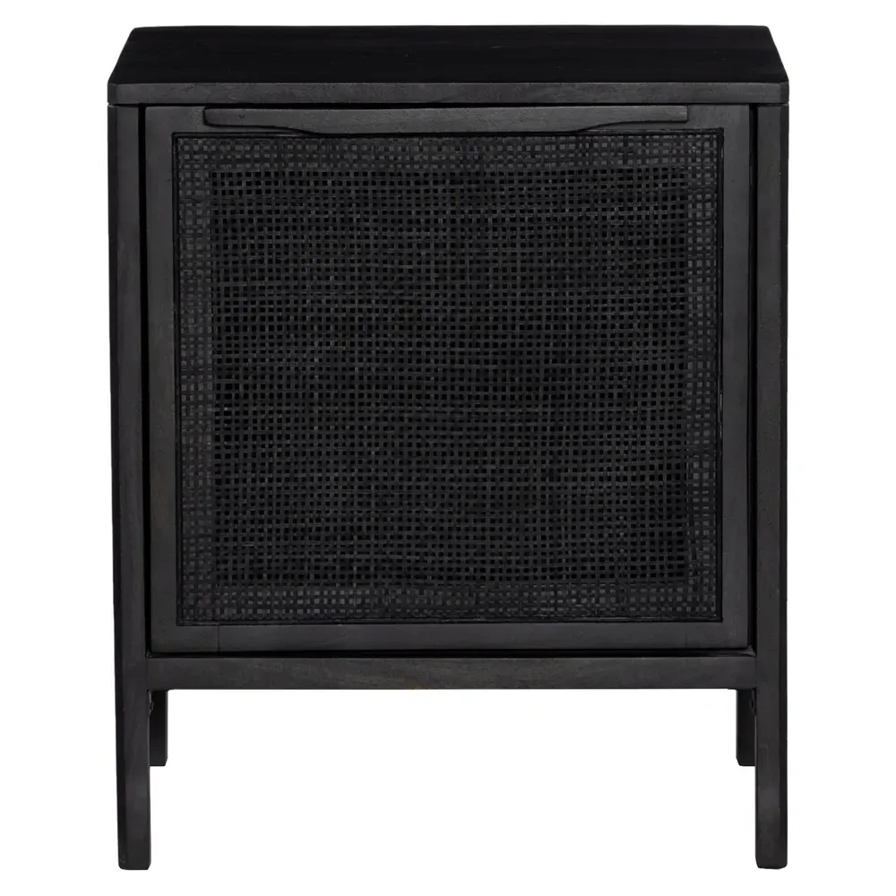 Rhian Right Facing Nightstand with Removable Shelf - Black, Mango Wood