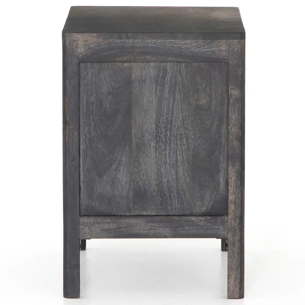 Rhian Right Facing Nightstand with Removable Shelf - Black Wash, Mango Wood