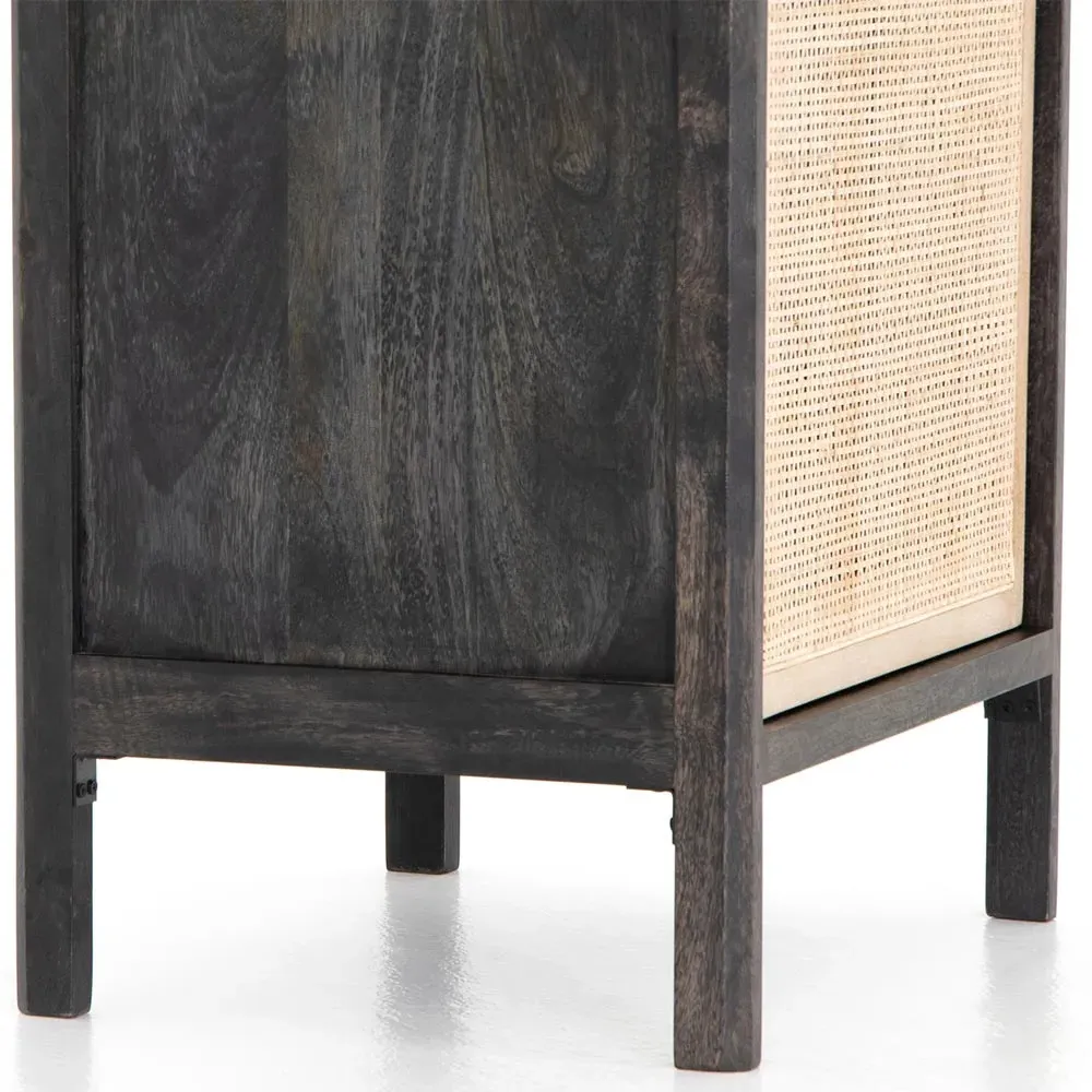 Rhian Right Facing Nightstand with Removable Shelf - Black Wash, Mango Wood