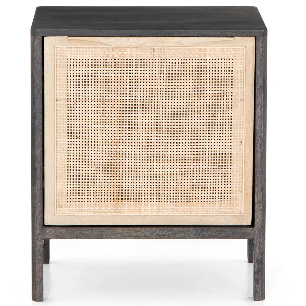 Rhian Right Facing Nightstand with Removable Shelf - Black Wash, Mango Wood