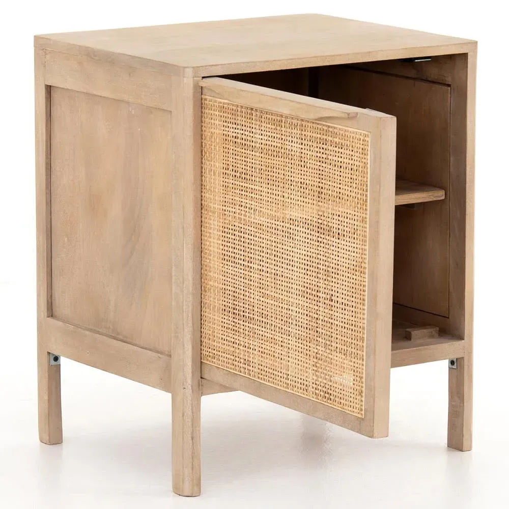 Rhian Right Facing Nightstand with Removable Shelf - Natural, Mango Wood