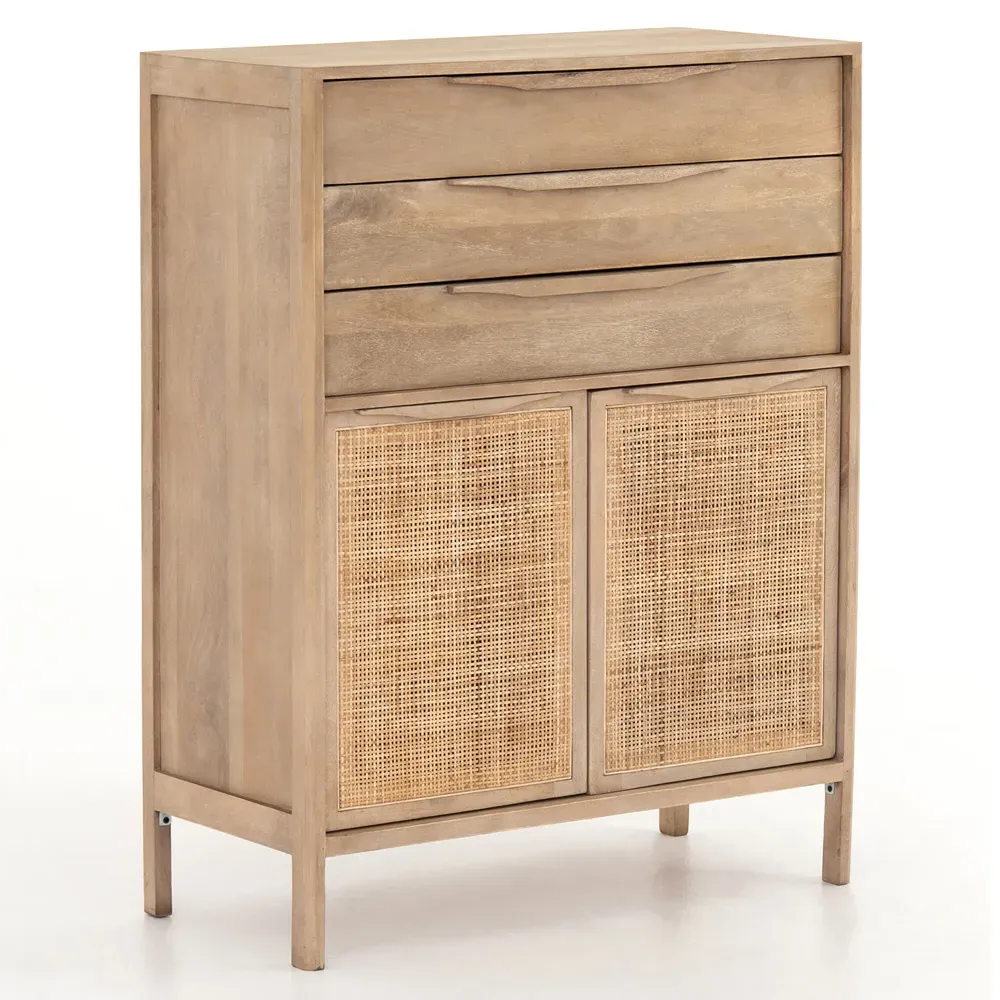 Rhian Tall Chest Dresser with Removable Shelf - Natural, Mango Wood