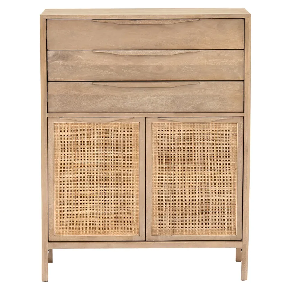 Rhian Tall Chest Dresser with Removable Shelf - Natural, Mango Wood