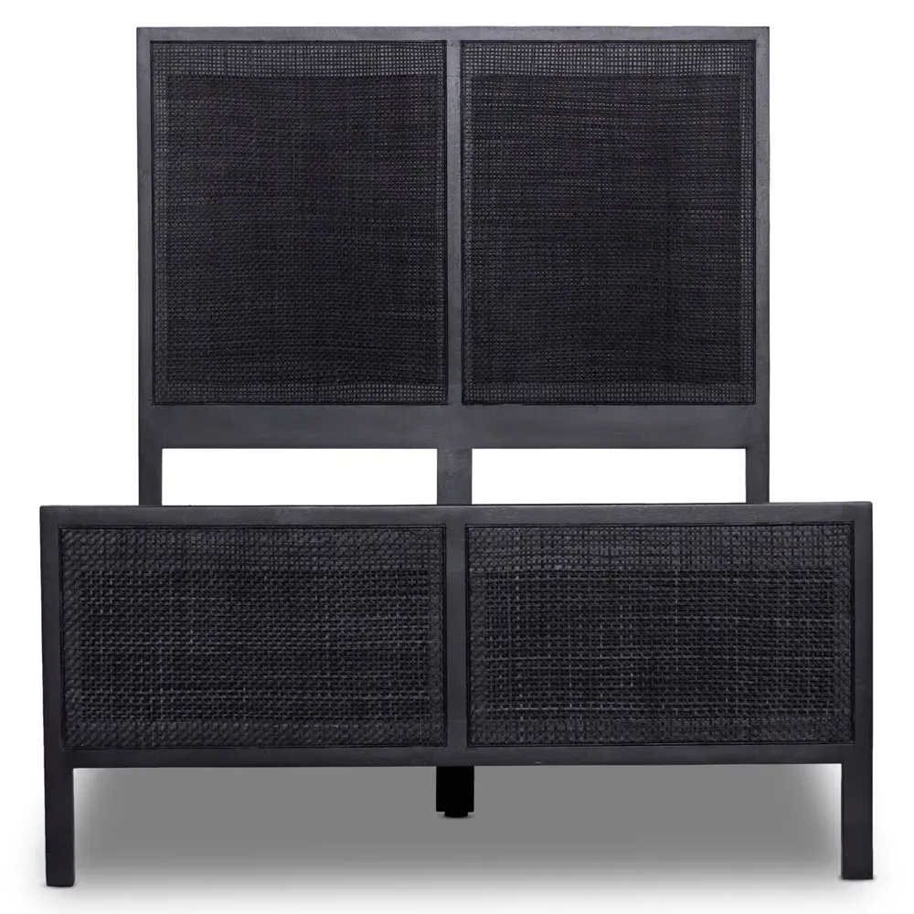 Rhian Twin Size Bed Frame - Black Wash, Mango Wood