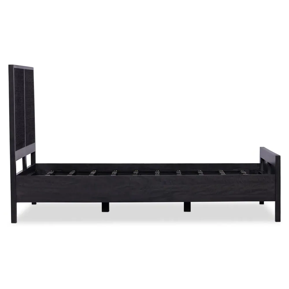Rhian Twin Size Bed Frame - Black Wash, Mango Wood