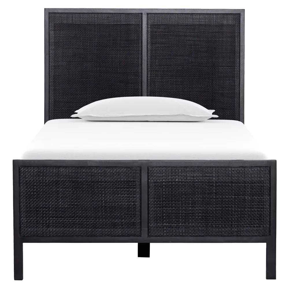 Rhian Twin Size Bed Frame - Black Wash, Mango Wood
