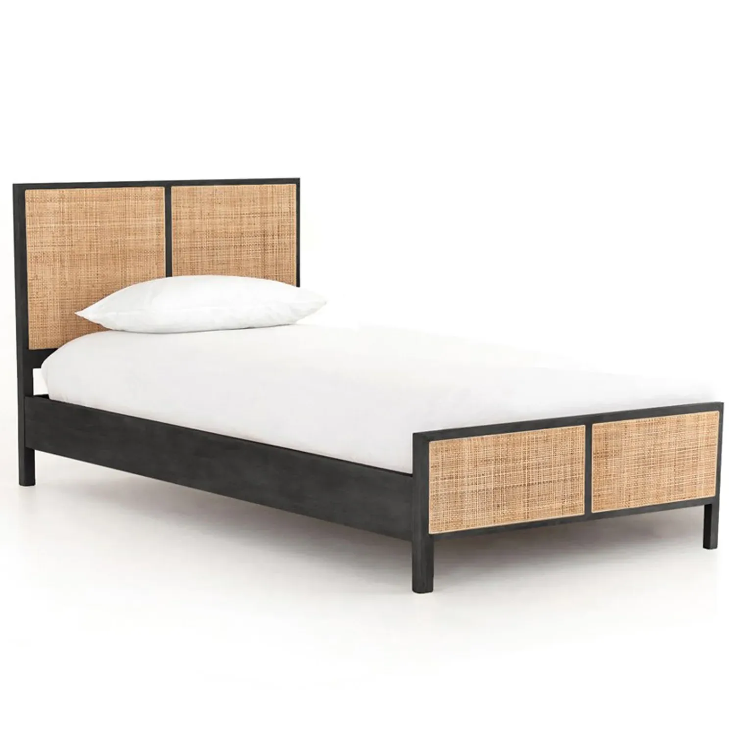 Rhian Twin Size Bed Frame - Black Wash, Mango Wood image