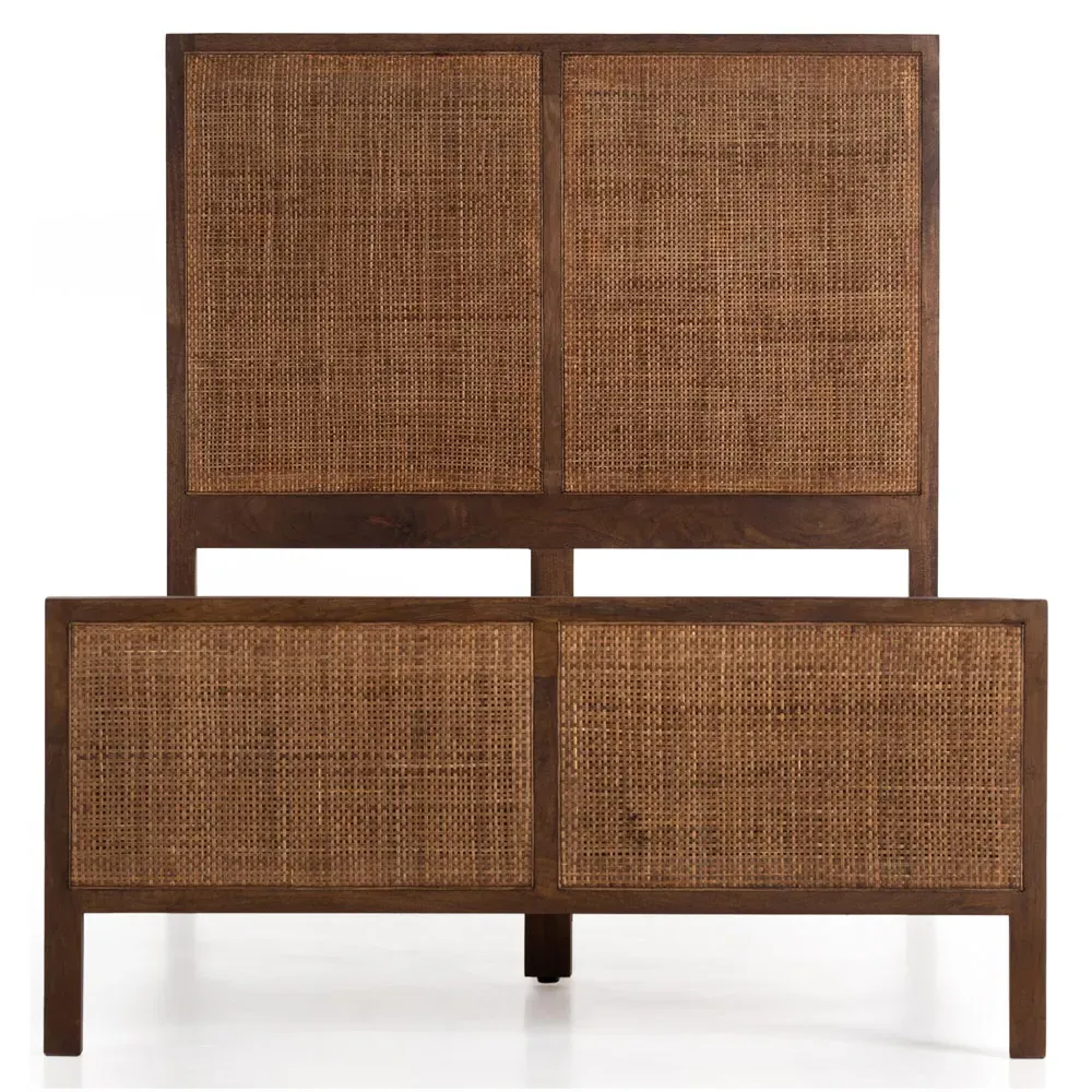 Rhian Twin Size Bed Frame - Brown Wash, Mango Wood