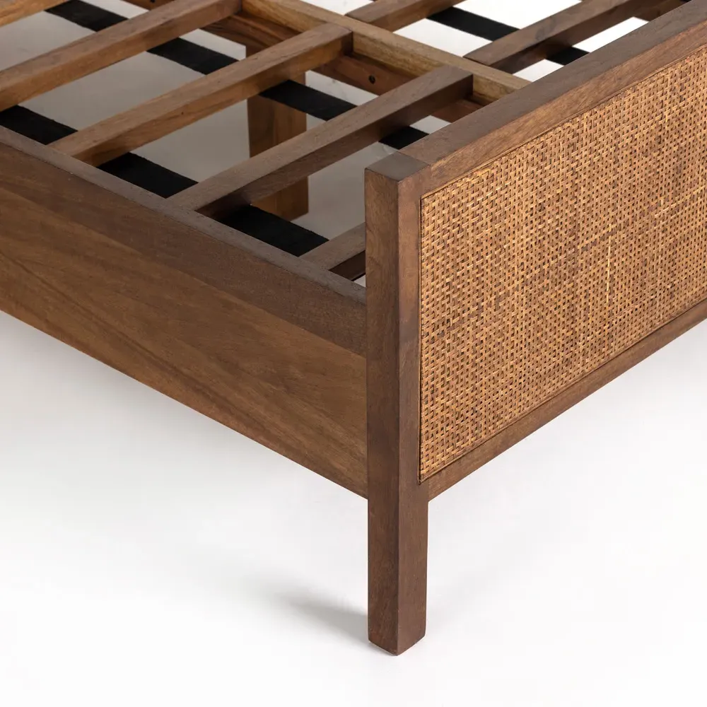 Rhian Twin Size Bed Frame - Brown Wash, Mango Wood