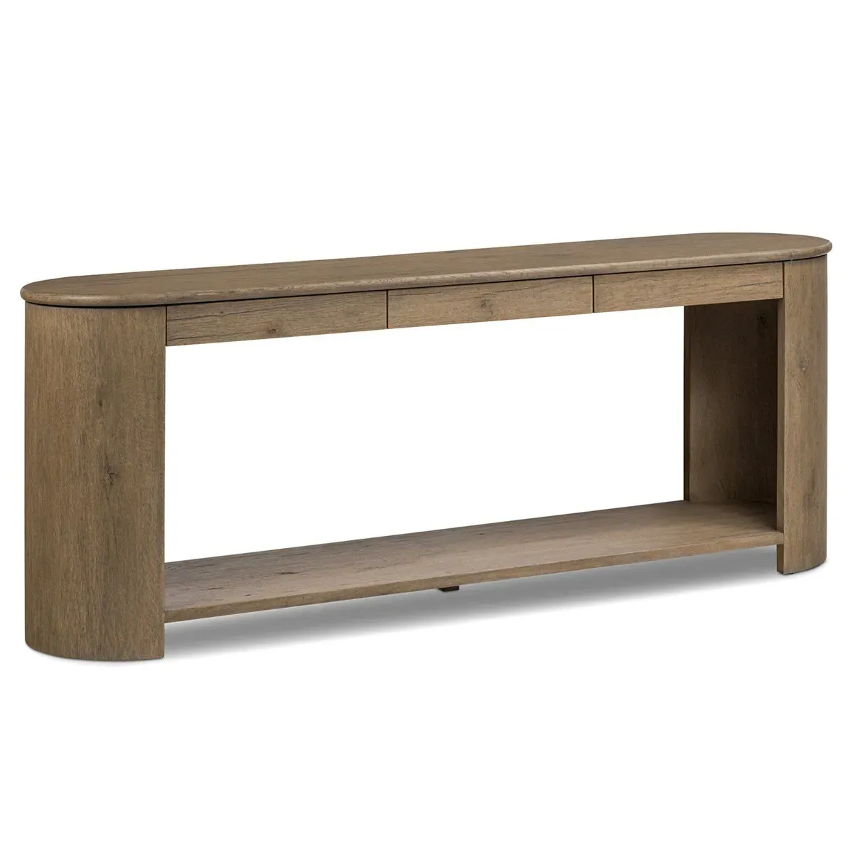 Riacan Oval Console Table - Brown, Oak