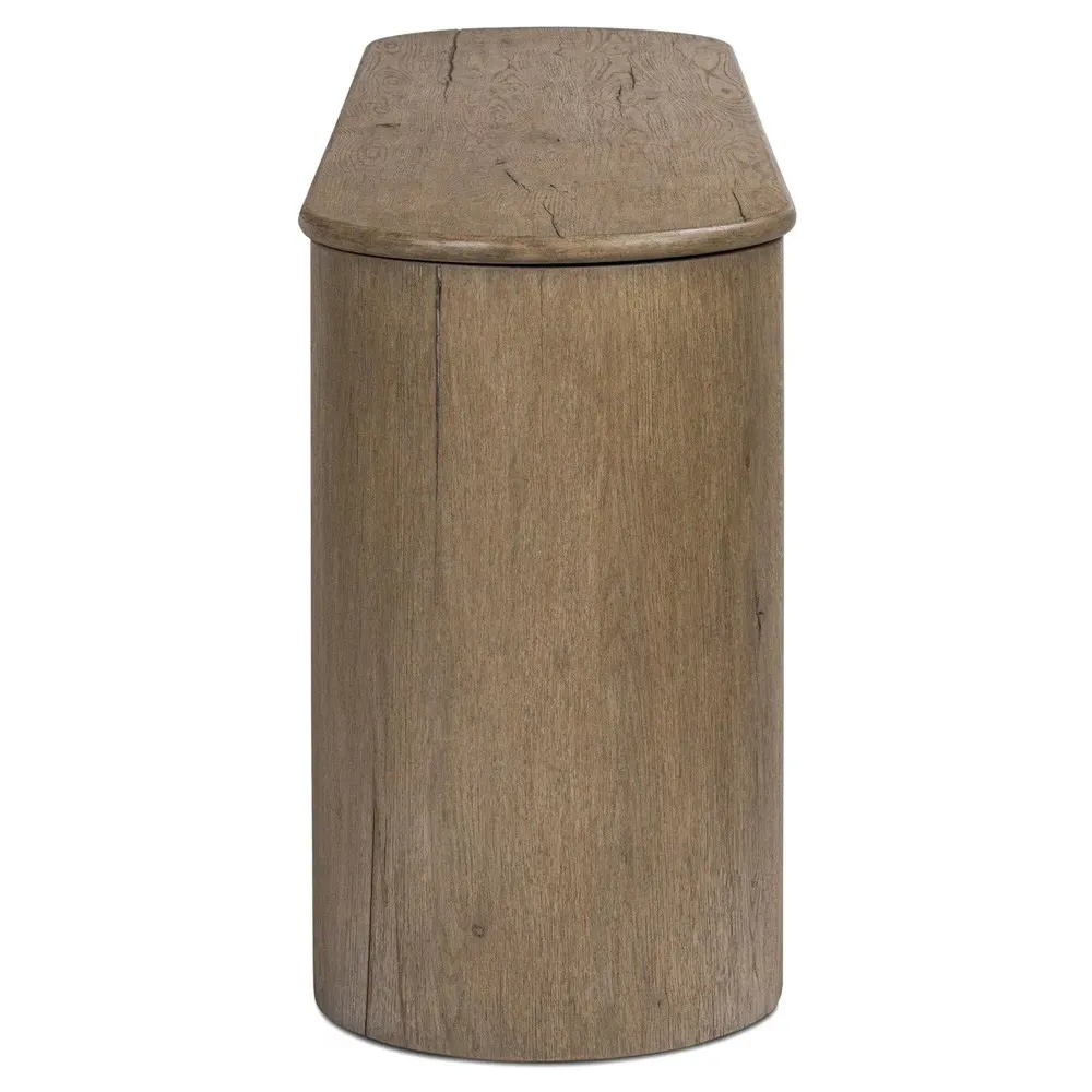 Riacan Oval Console Table - Brown, Oak