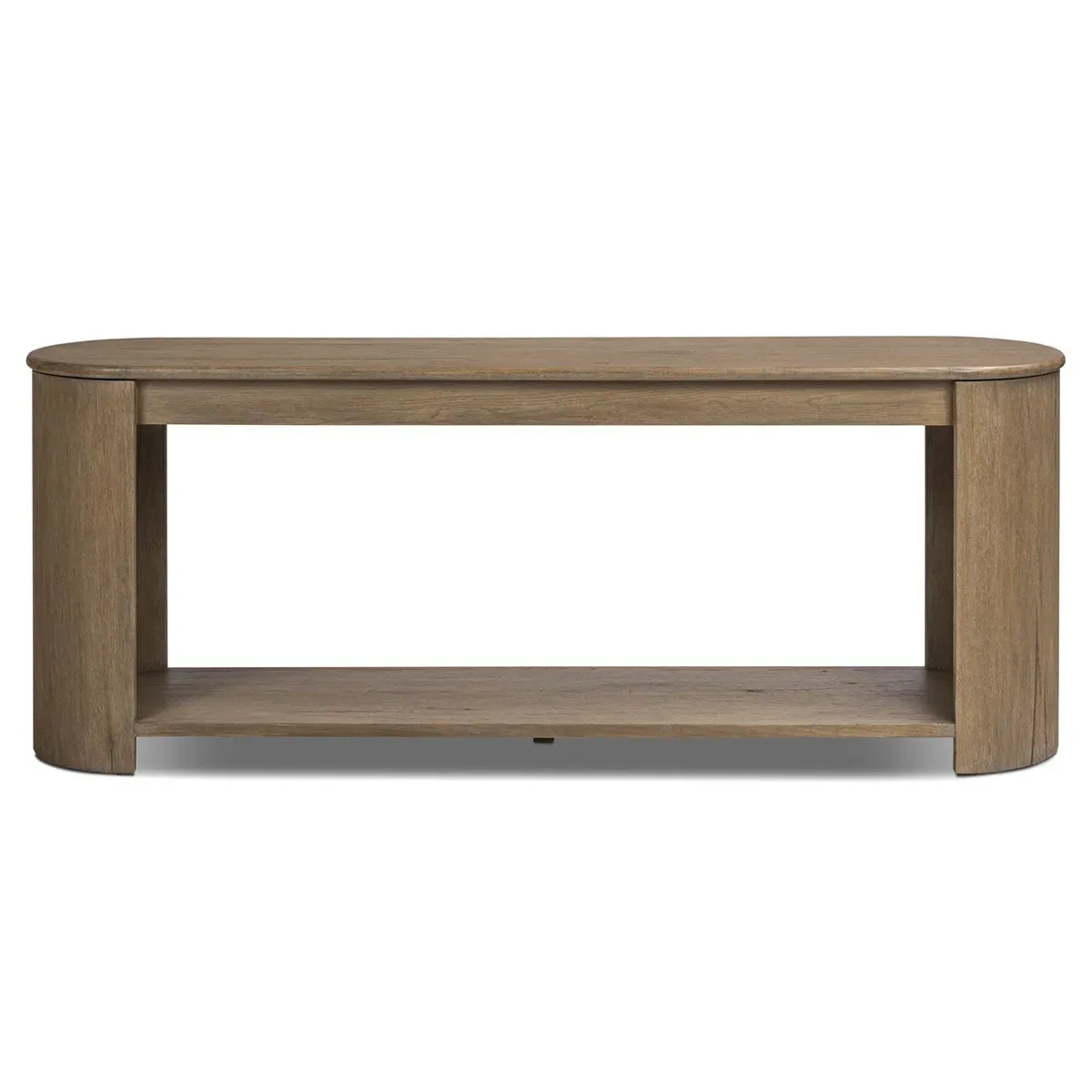 Riacan Oval Console Table - Brown, Oak