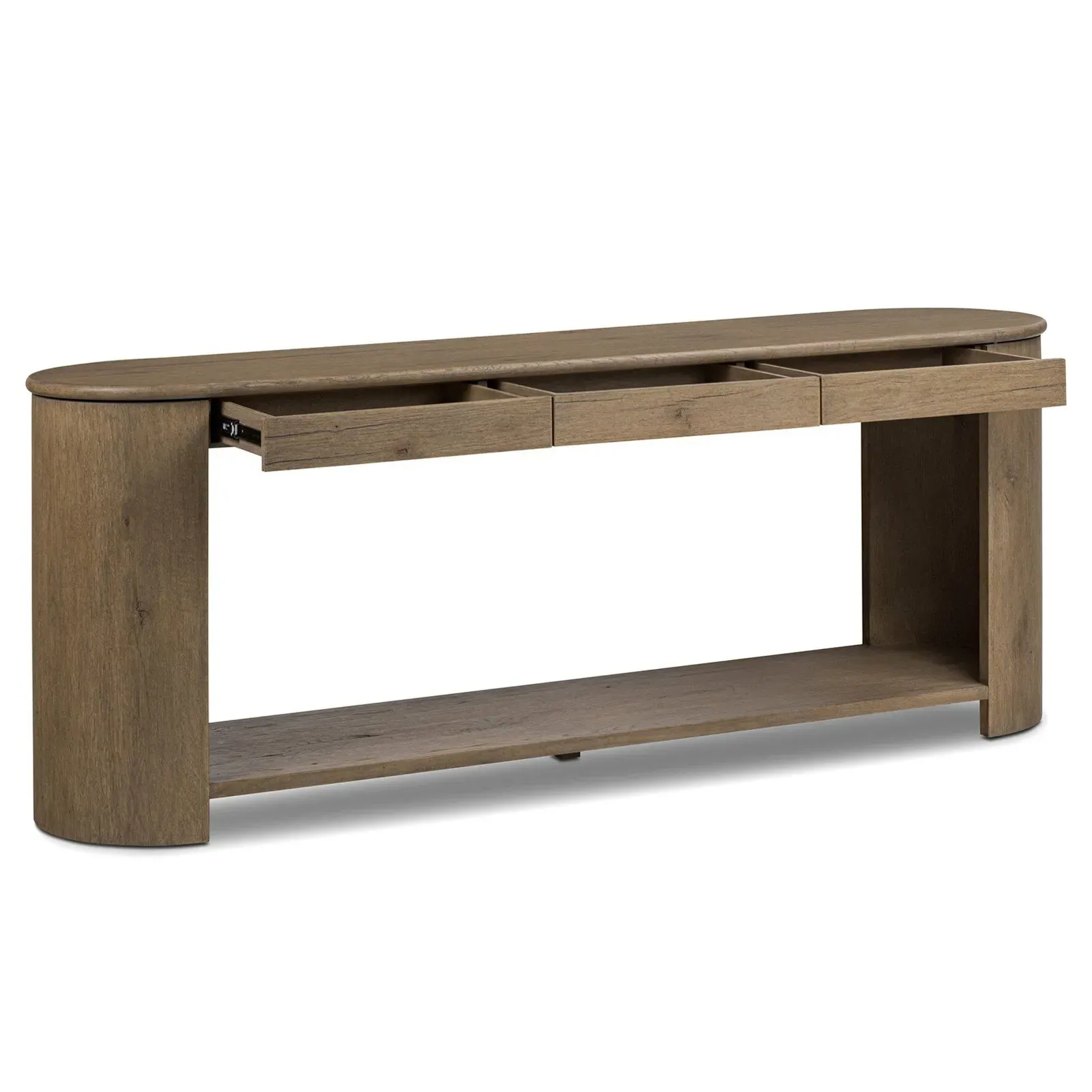 Riacan Oval Console Table - Brown, Oak