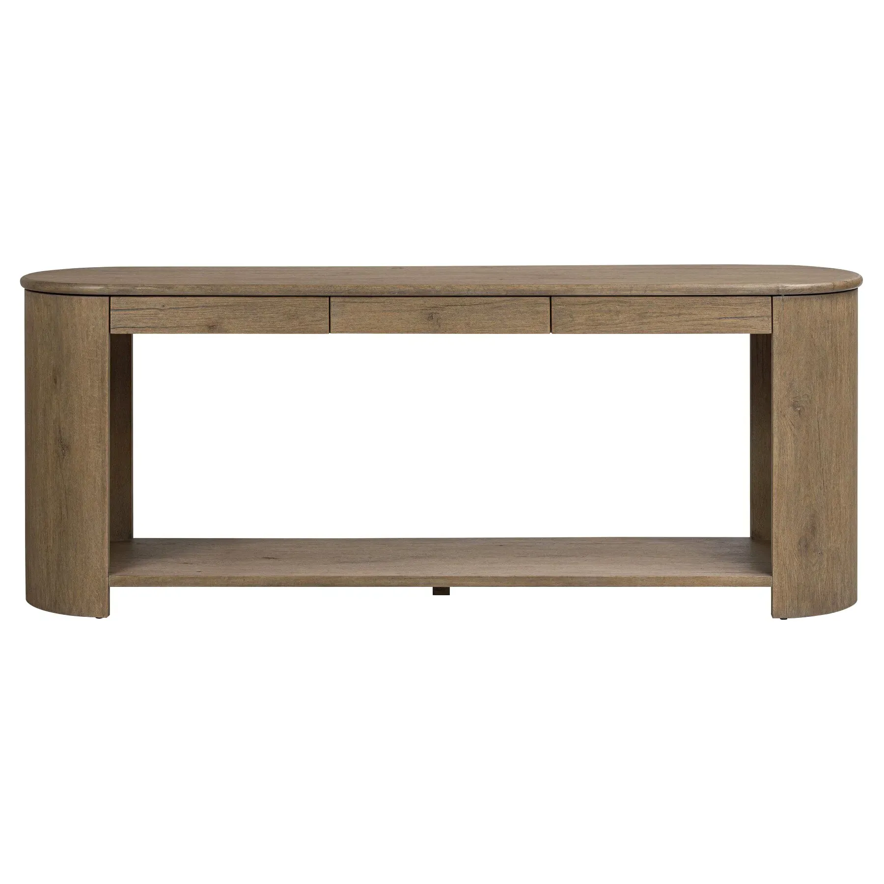 Riacan Oval Console Table - Brown, Oak image