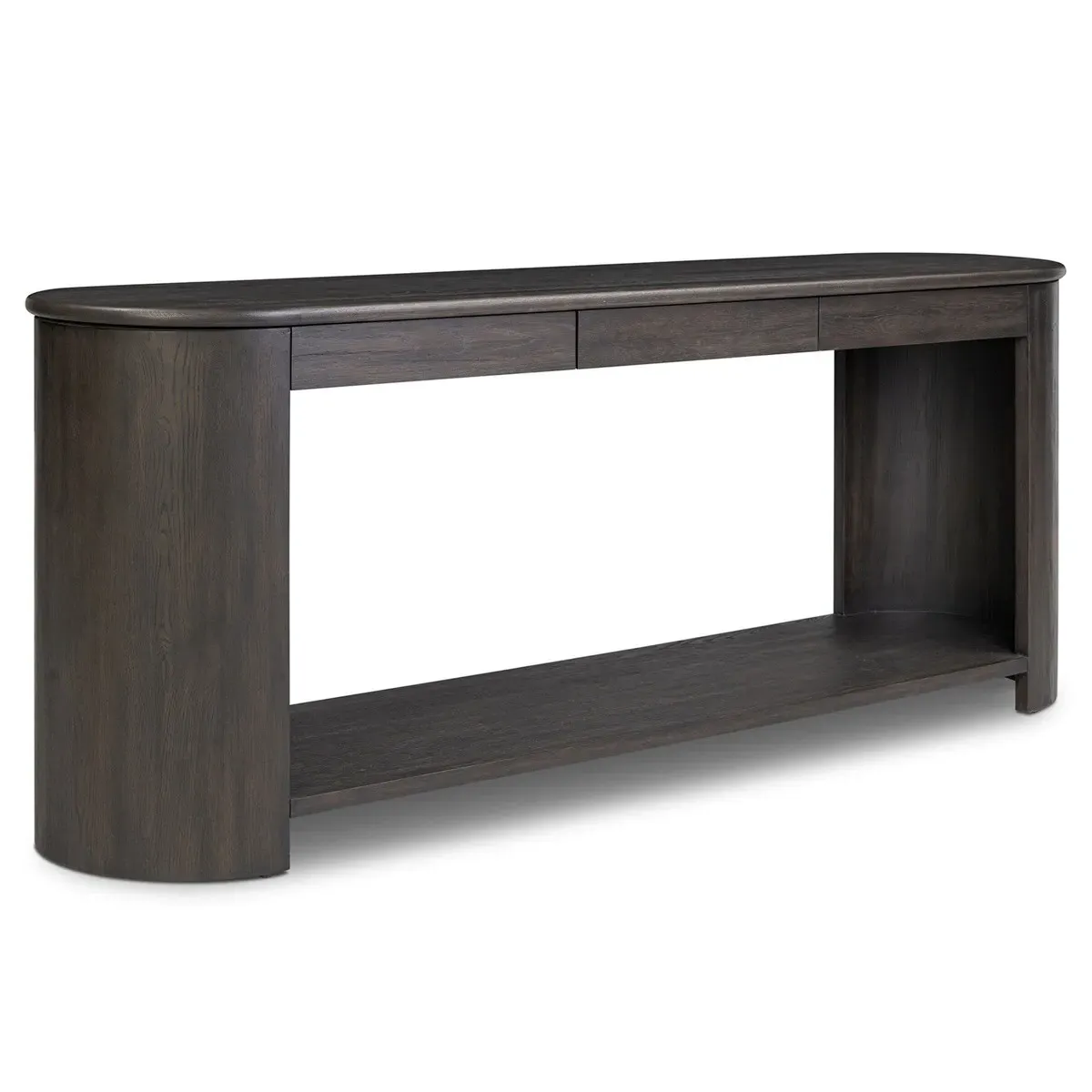 Riacan Oval Console Table - Smoked Black, Oak