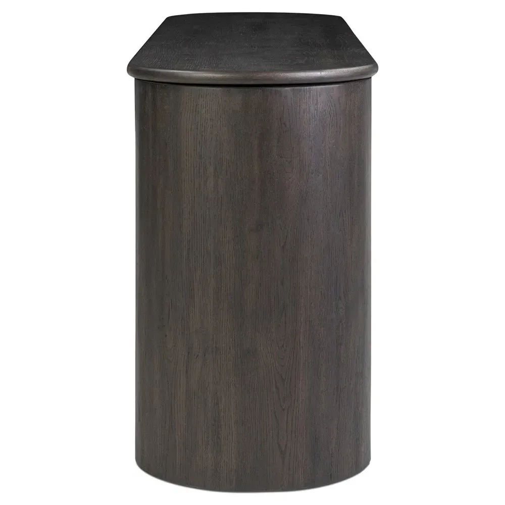 Riacan Oval Console Table - Smoked Black, Oak