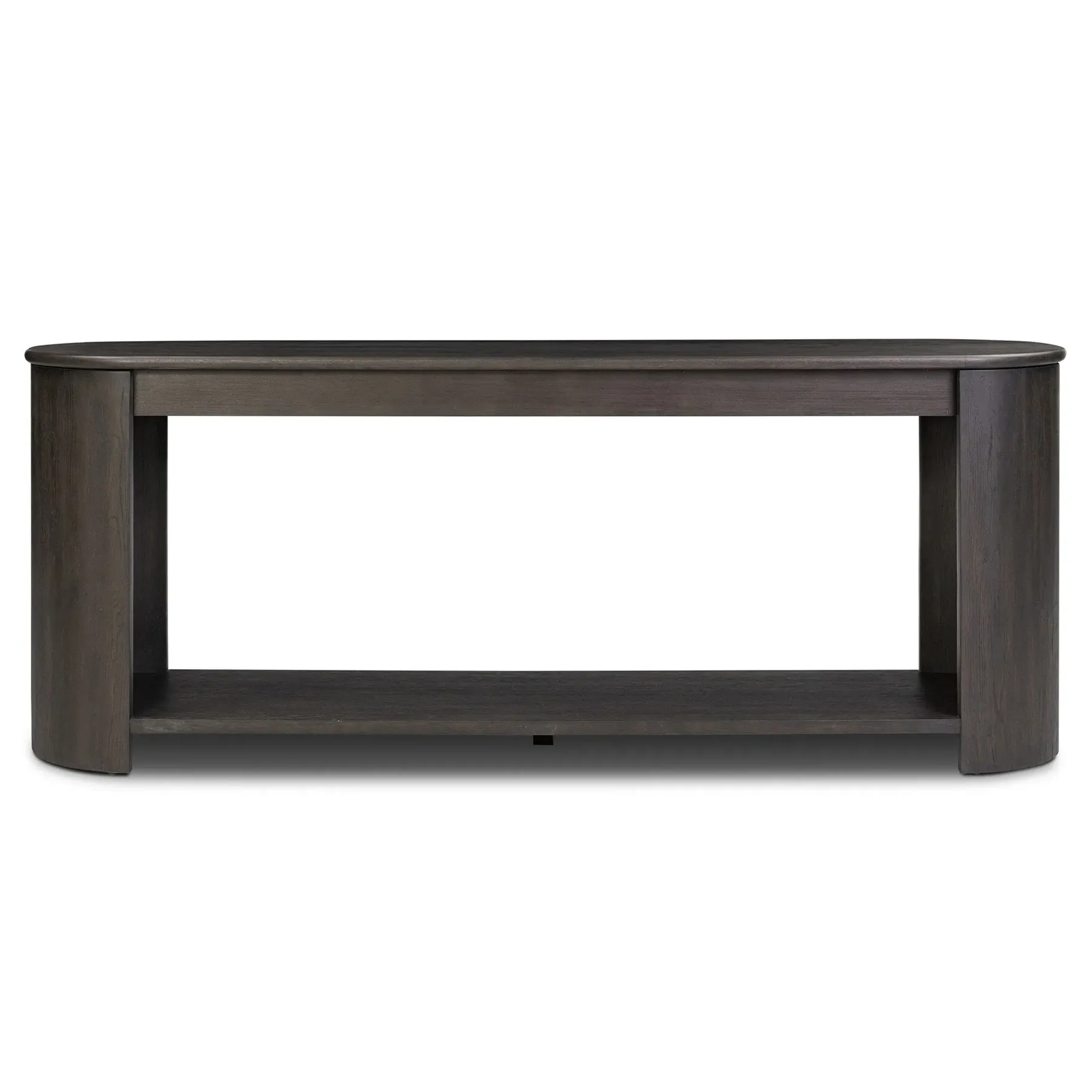 Riacan Oval Console Table - Smoked Black, Oak