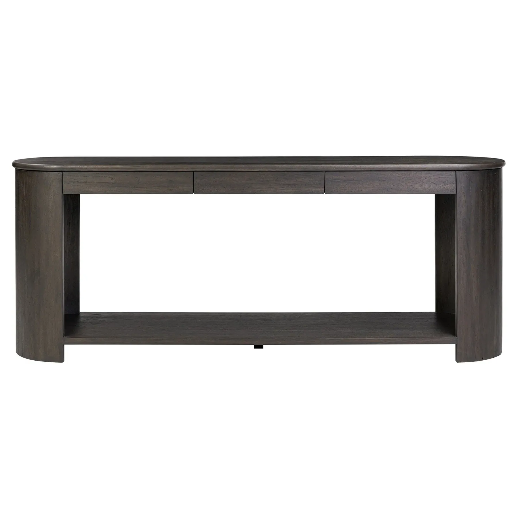 Riacan Oval Console Table - Smoked Black, Oak