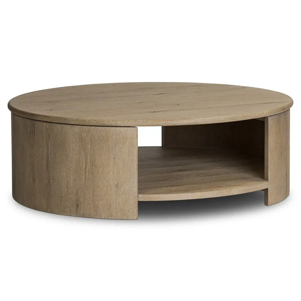 Riacan Round Coffee Table - Brown, Oak