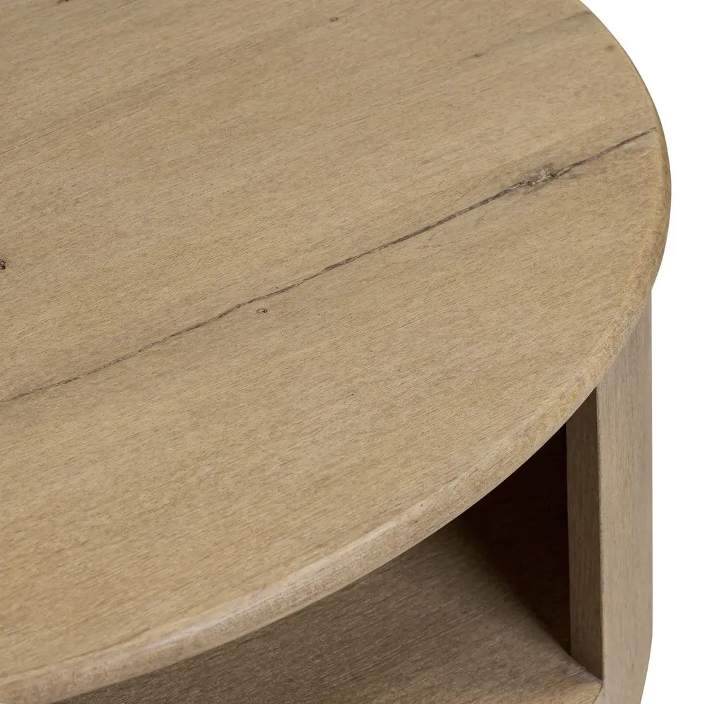 Riacan Round Coffee Table - Brown, Oak