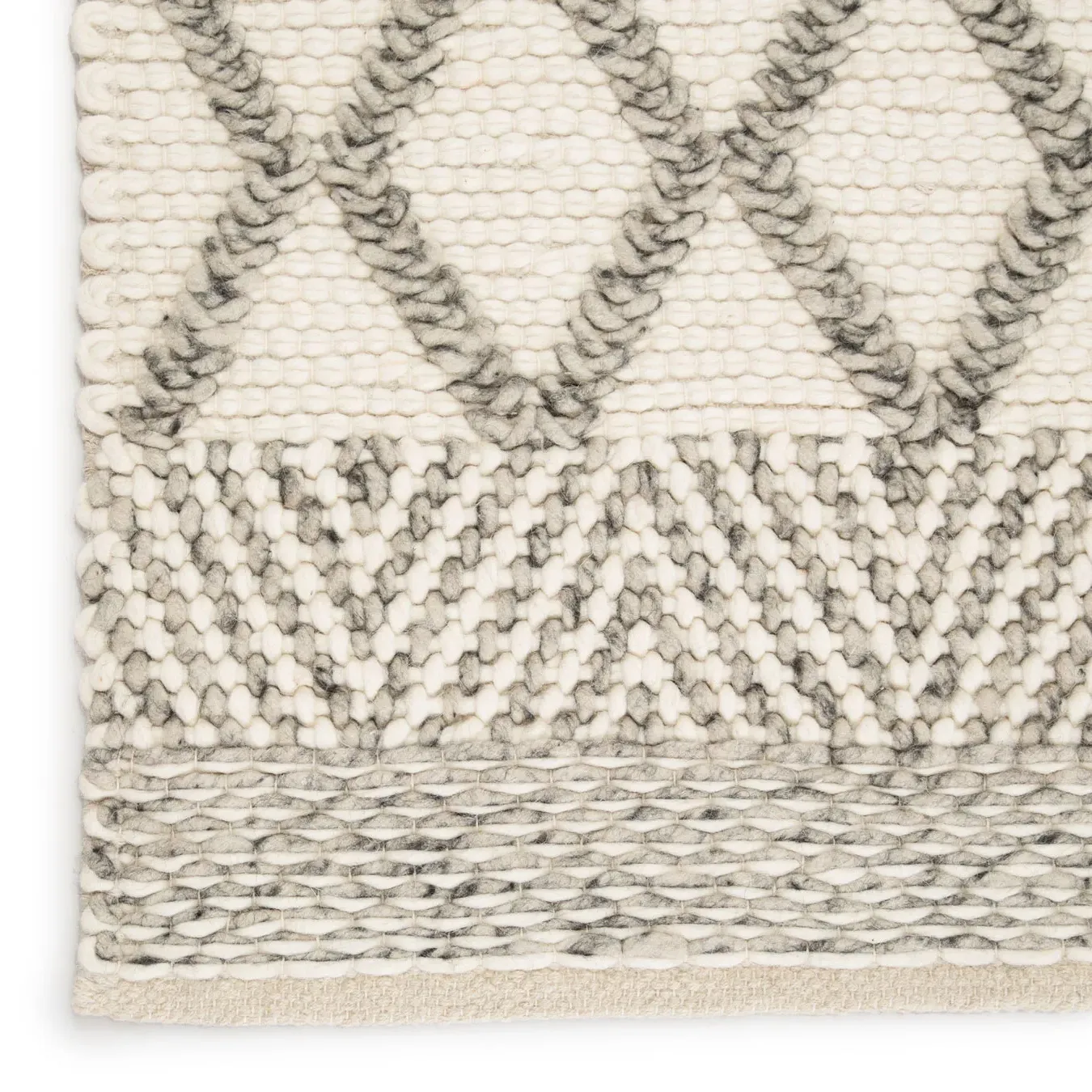 Rian Dula Striped Rug - Ivory Grey, Wool