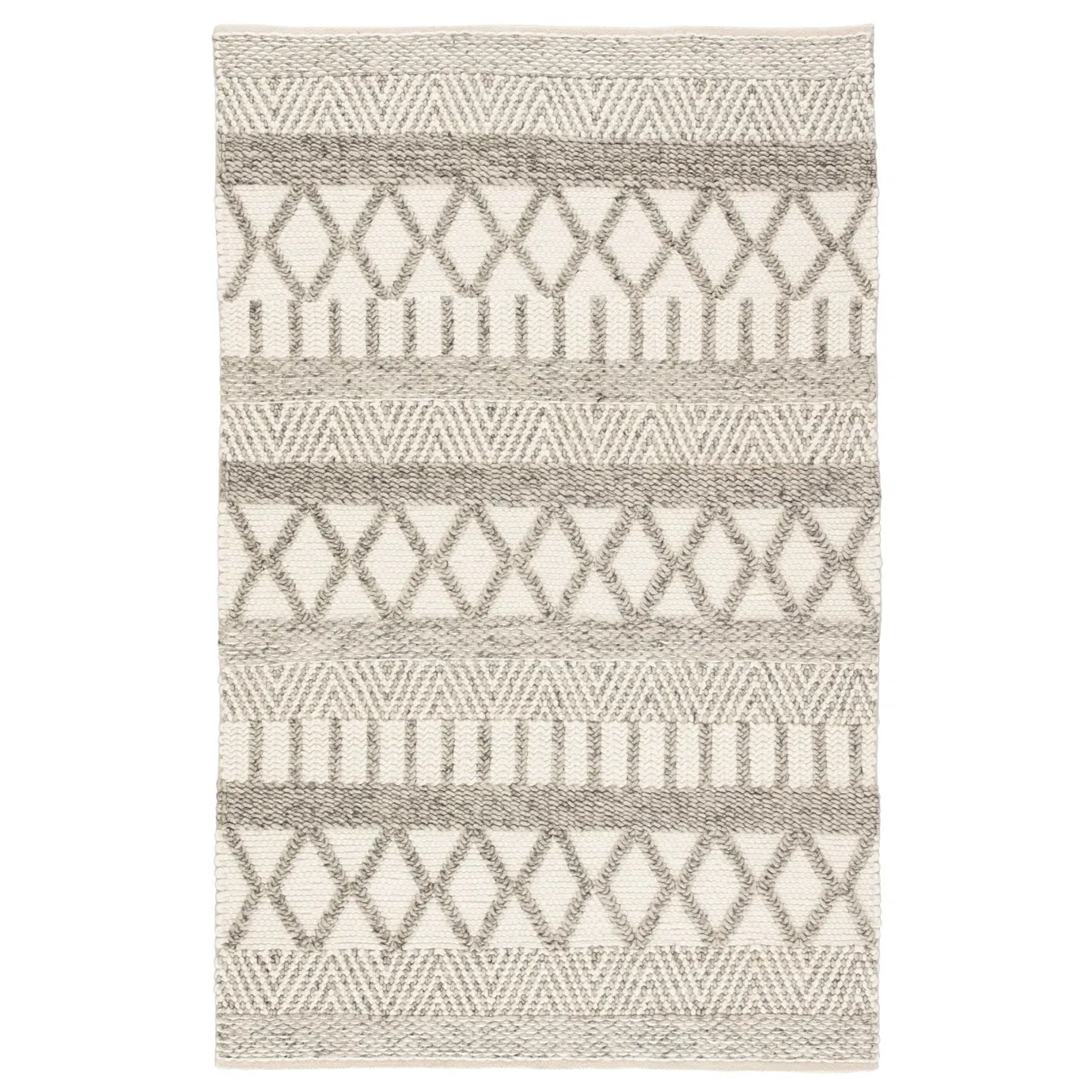 Rian Dula Striped Rug - Ivory Grey, Wool image
