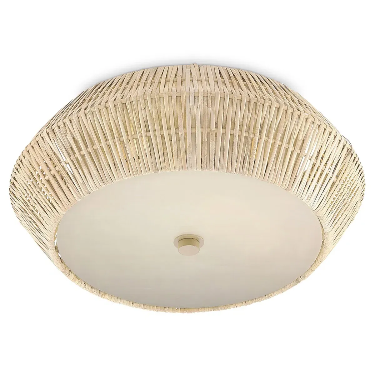 Rica Flush Mount Light - White, Rattan