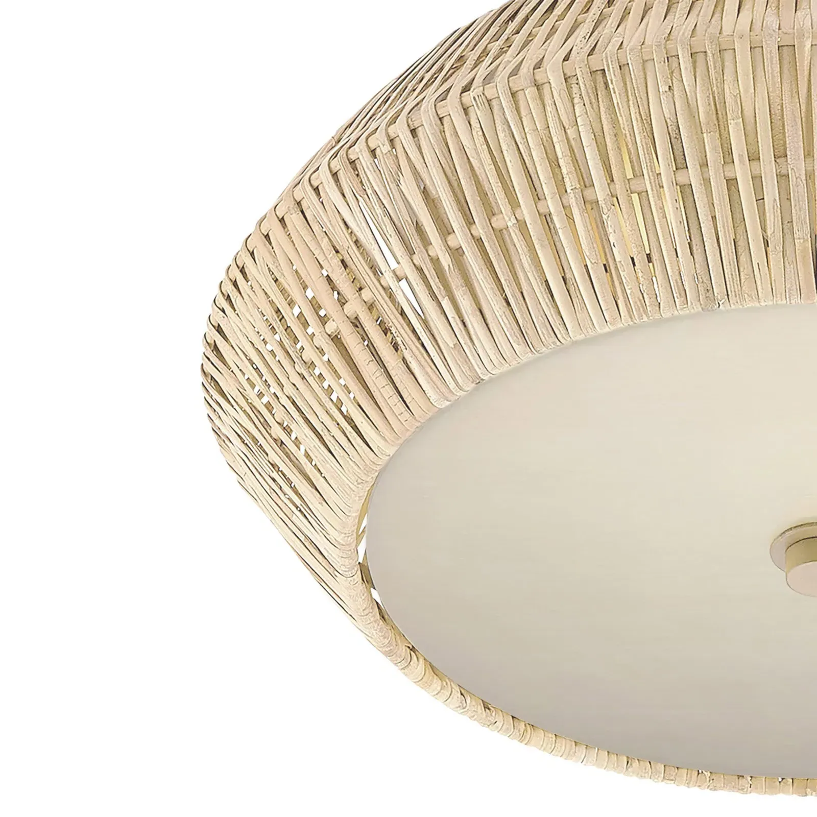 Rica Flush Mount Light - White, Rattan