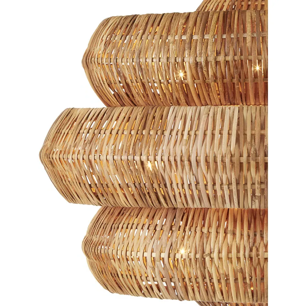 Rica Medium 3-Tier Chandelier - Brown, Rattan