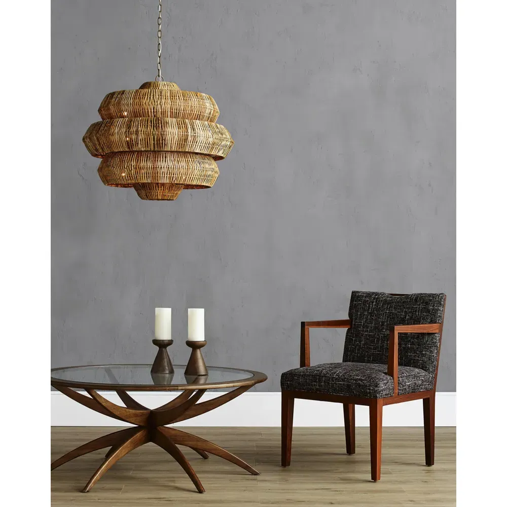 Rica Medium 3-Tier Chandelier - Brown, Rattan