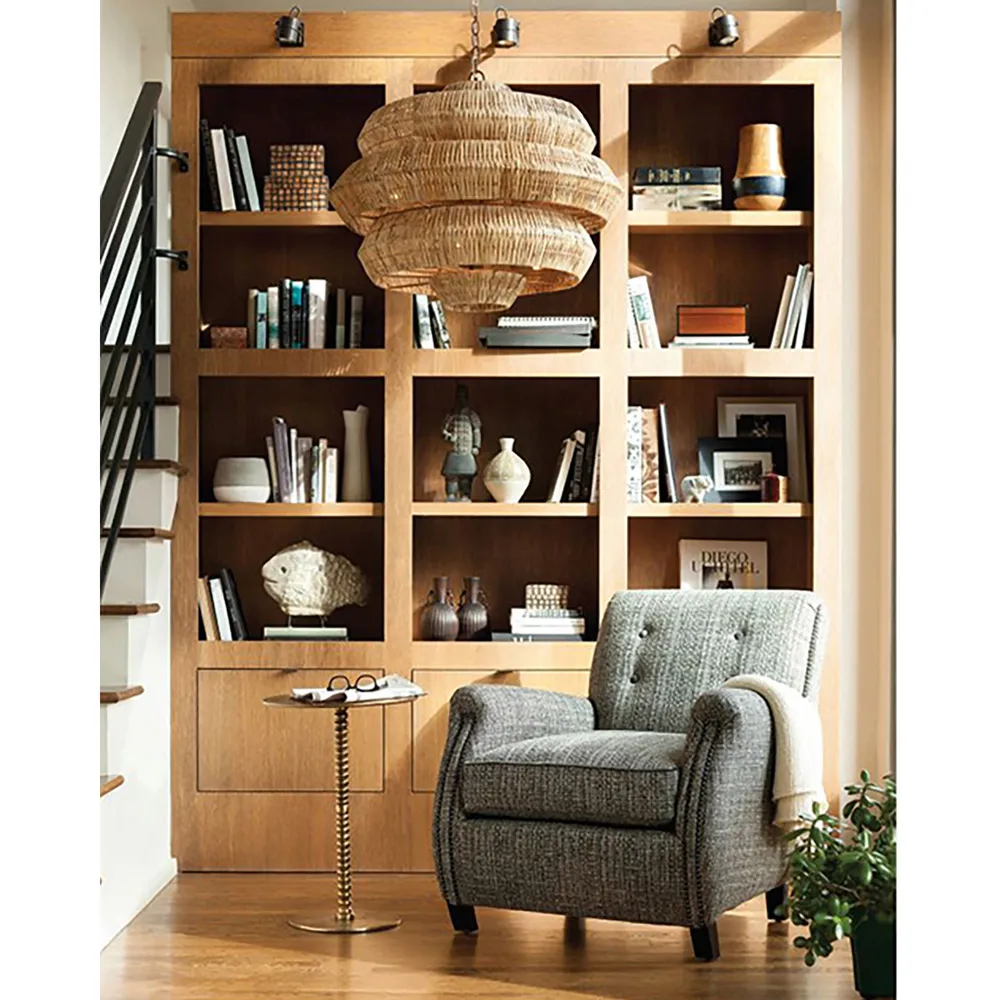 Rica Medium 3-Tier Chandelier - Brown, Rattan