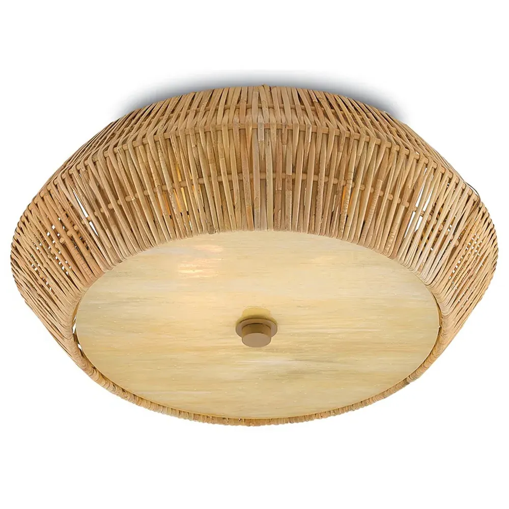 Rica Round Flush Mount - Brown, Rattan image