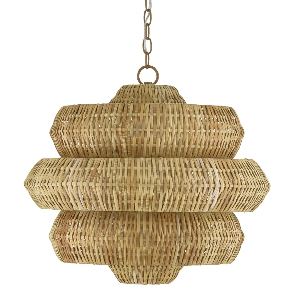 Rica Small 3-Tier Chandelier - Brown, Rattan