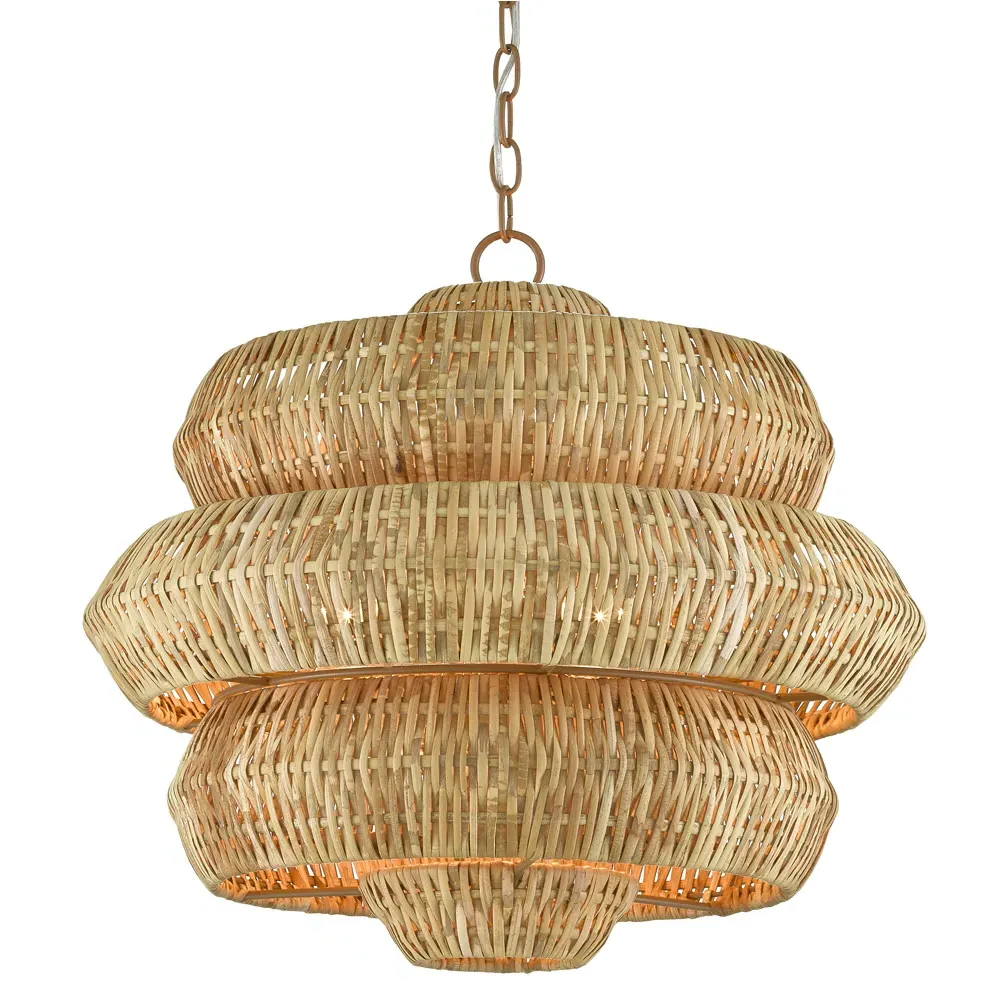 Rica Small 3-Tier Chandelier - Brown, Rattan
