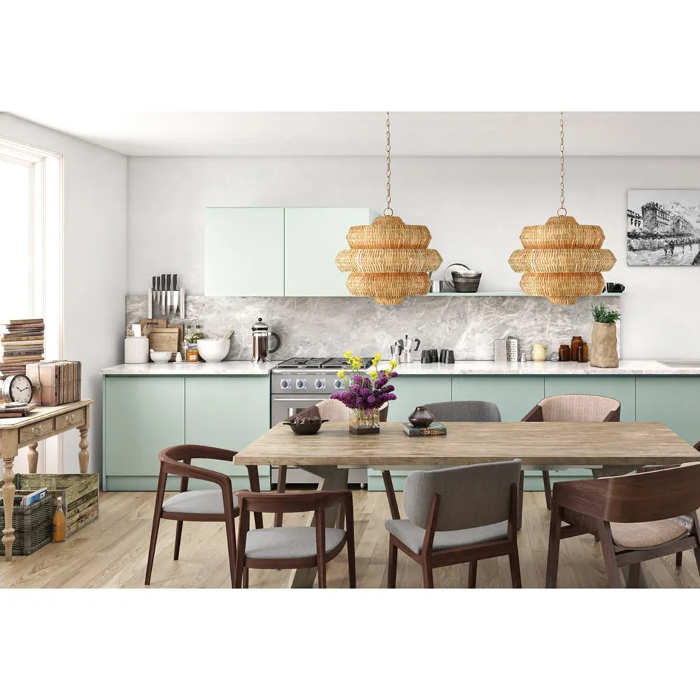 Rica Small 3-Tier Chandelier - Brown, Rattan