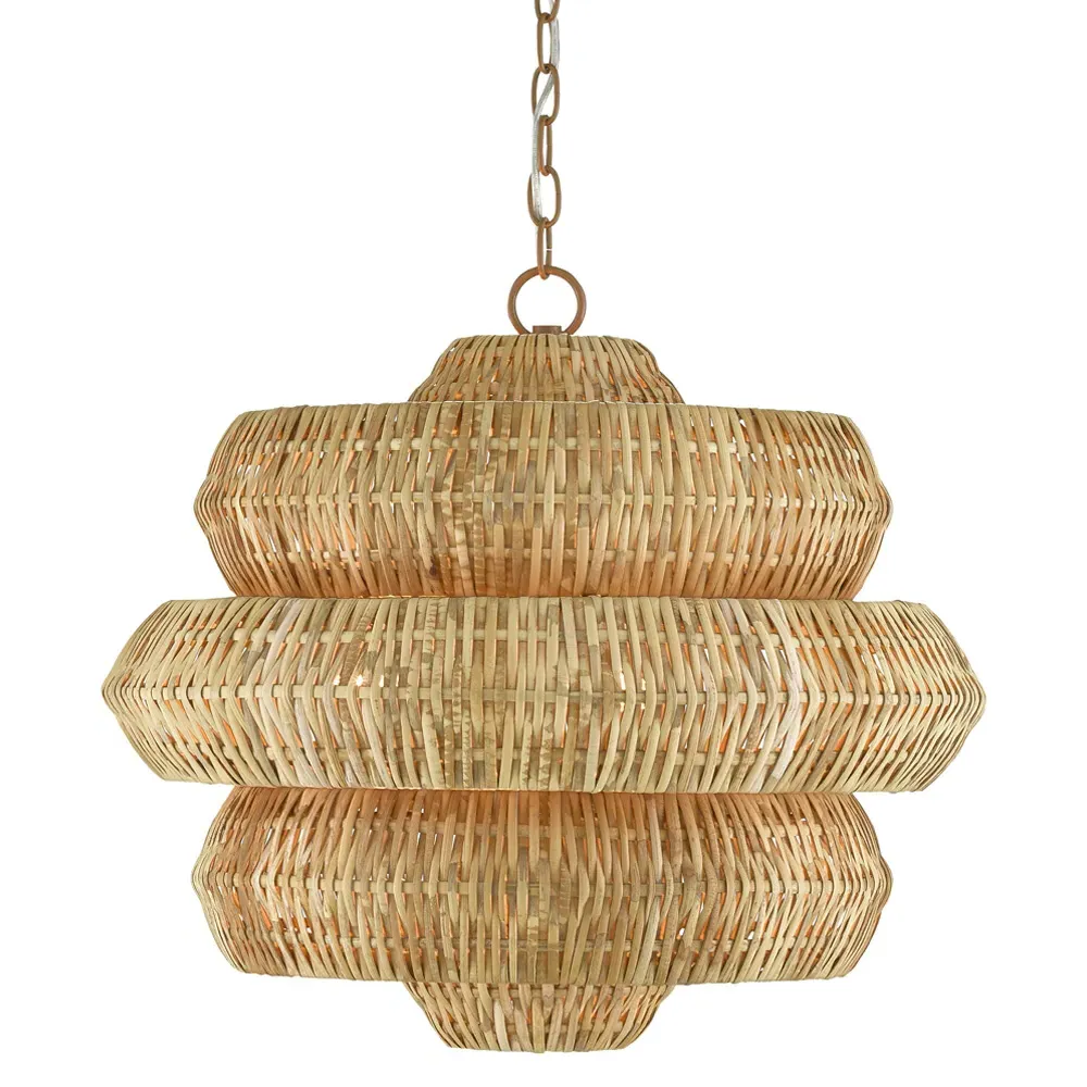 Rica Small 3-Tier Chandelier - Brown, Rattan image