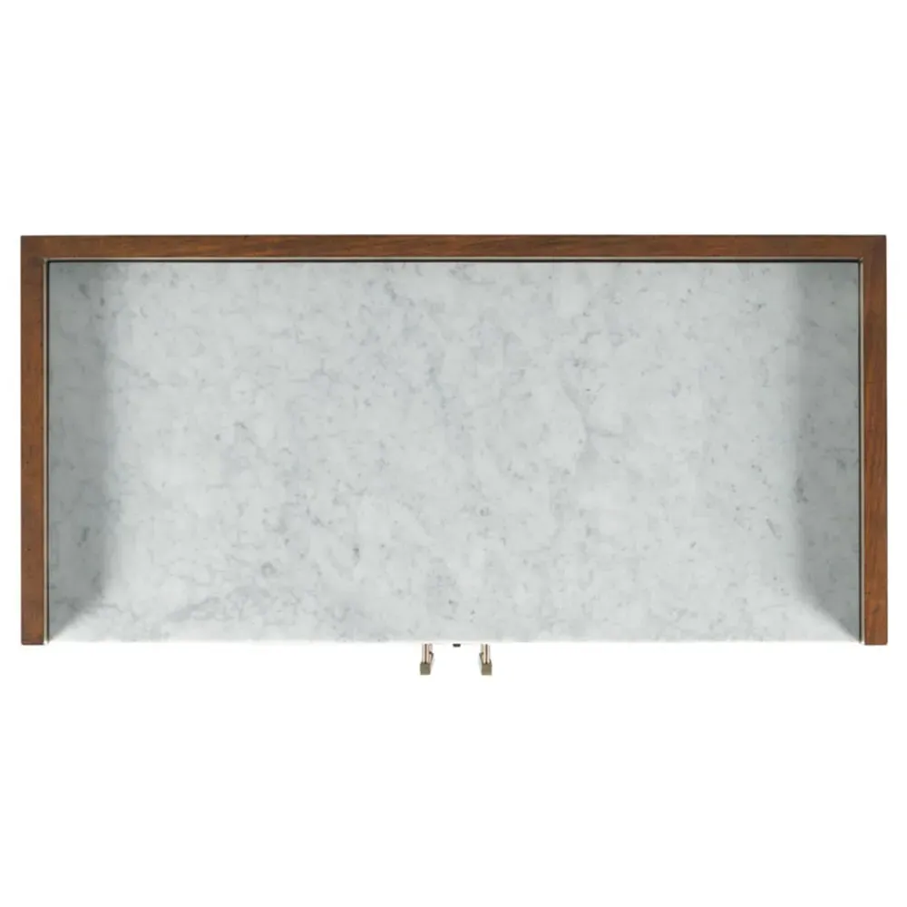 Ridge Bar Cabinet with Marble Top - Brown, Mahogany