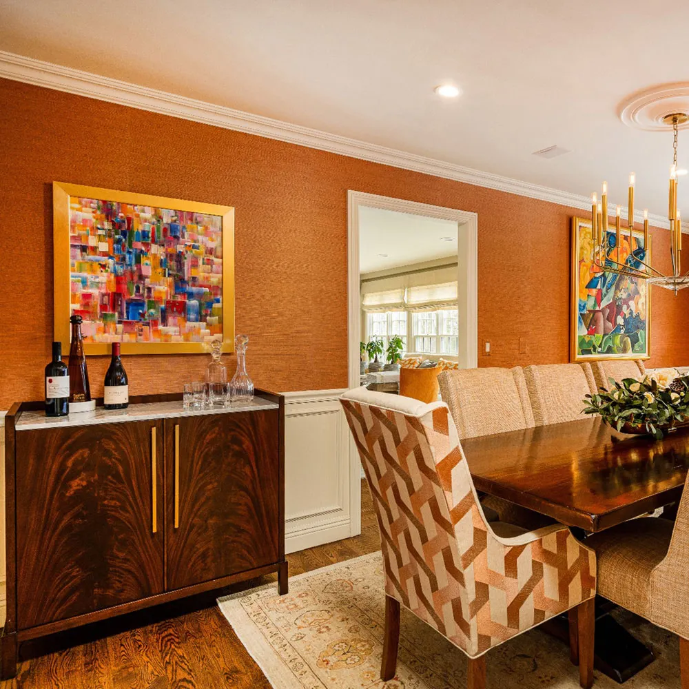 Ridge Bar Cabinet with Marble Top - Brown, Mahogany