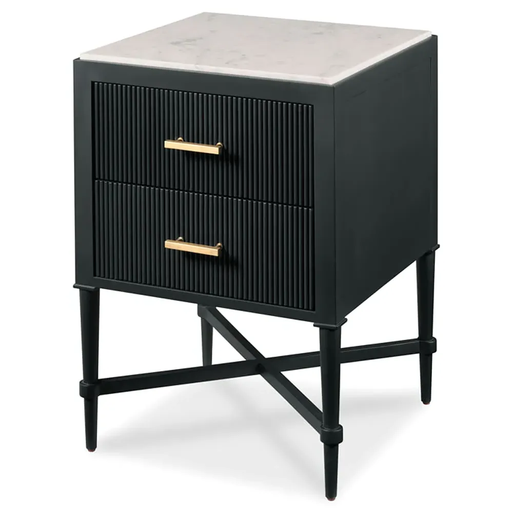 Ridgemoor Nightstand - Coal, Carrara Marble