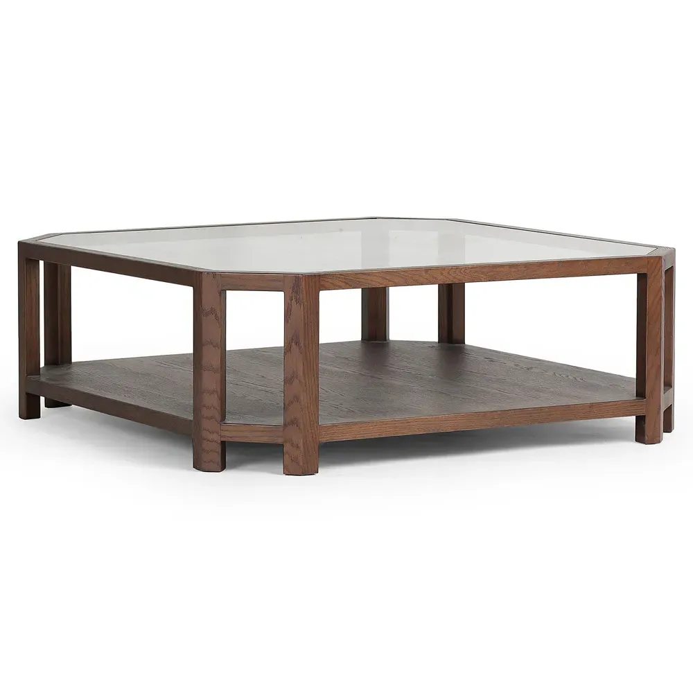 Rikka Square Coffee Table with Storage - Brown, Oak
