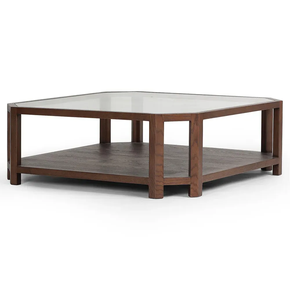 Rikka Square Coffee Table with Storage - Brown, Oak