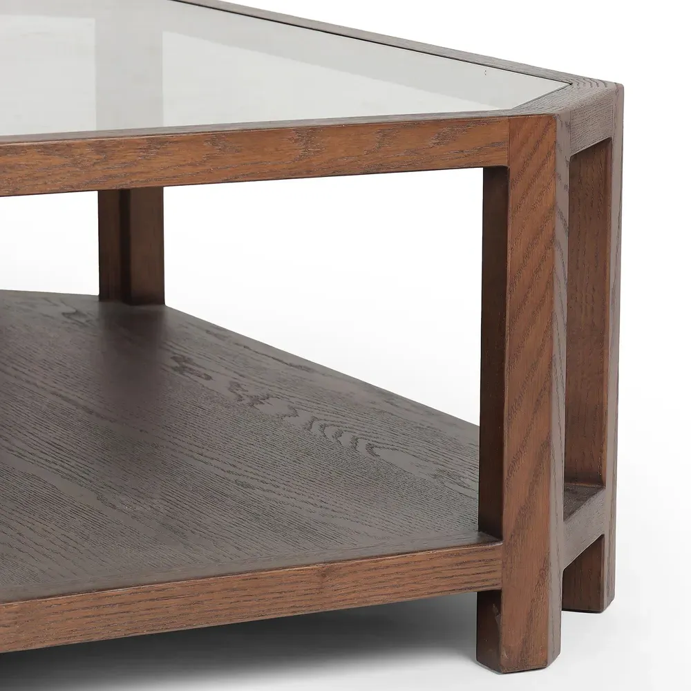 Rikka Square Coffee Table with Storage - Brown, Oak