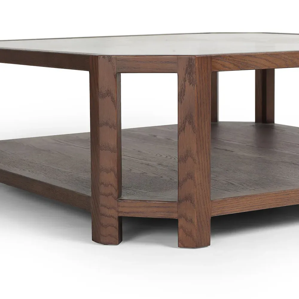 Rikka Square Coffee Table with Storage - Brown, Oak