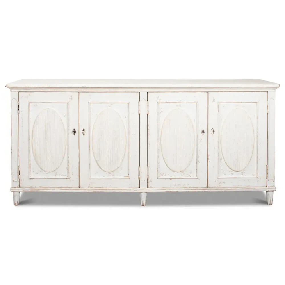 Riley 4 Door Buffet Sideboard - White, Reclaimed Pine image