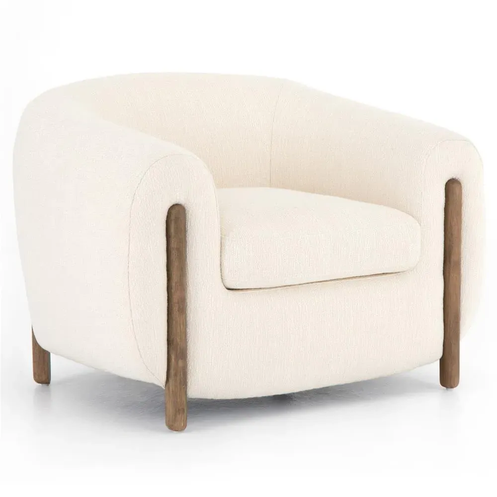 Riley Barrel Chair - Cream, Wood