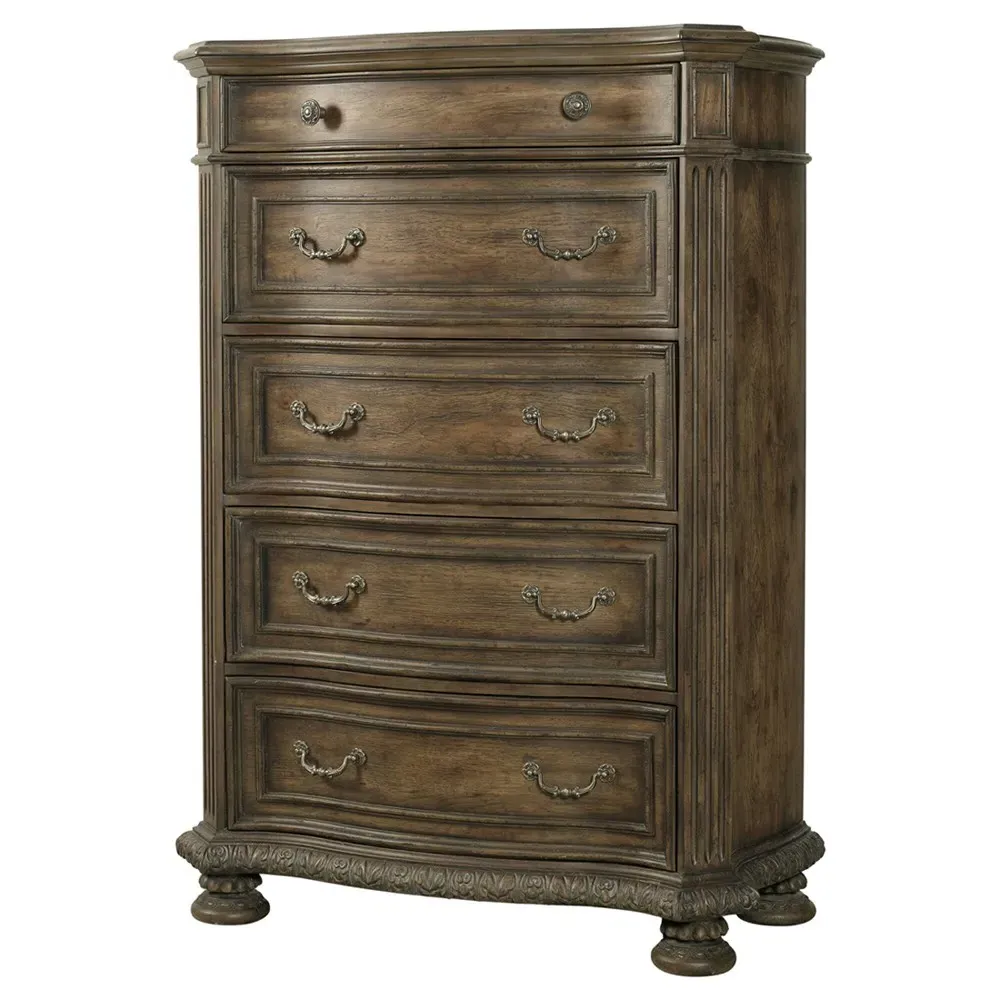 Riley Tall Chest Dresser - Distressed Brown, Wood